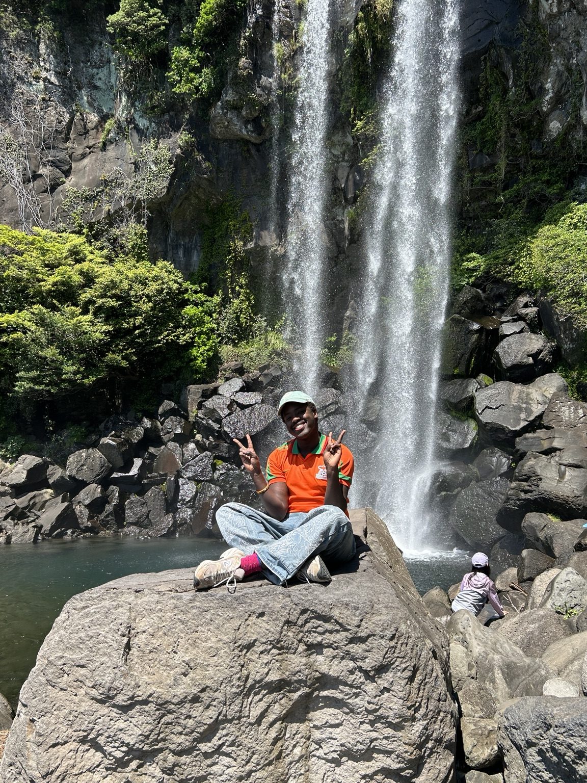 Waterfall travel moment